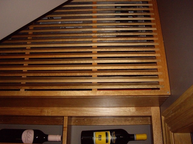 Wooden Grill Cover Conceals the Wine Cooling Unit