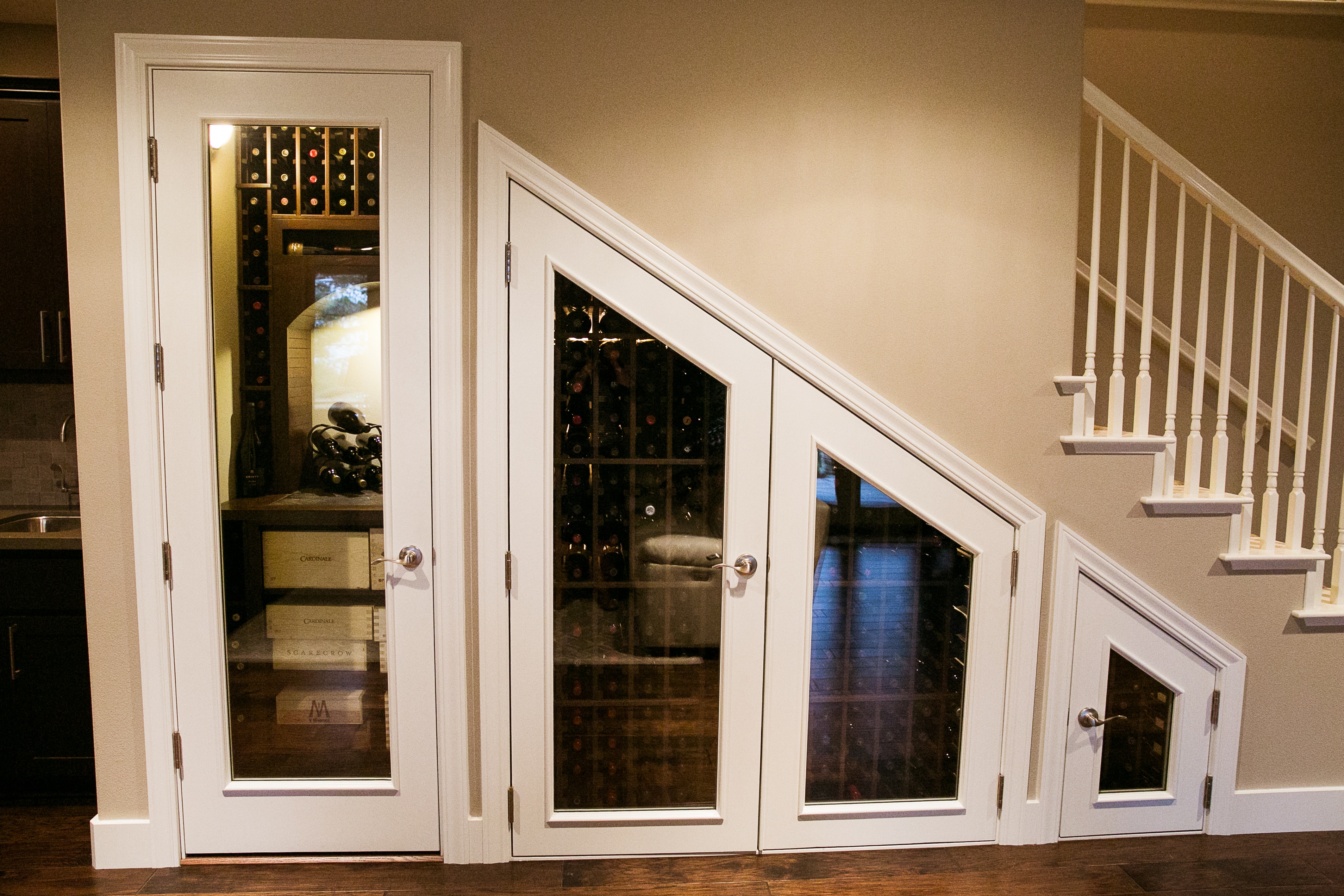 Gorgeous Residential Custom Wine Cellar Under the Stairs