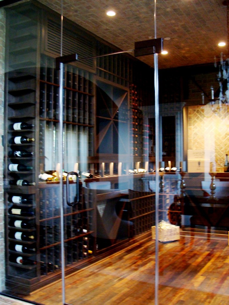 Glass Door and Wine Barrel Flooring by Custom Wine Cellars Phoenix