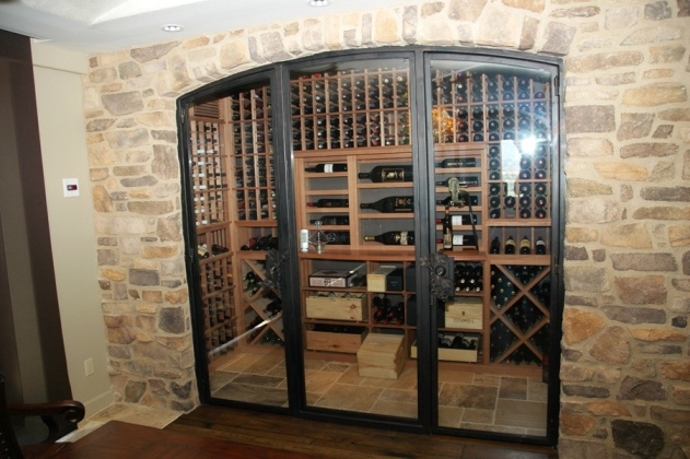 transitional-wine-cellar-with-glass-doors